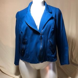 Blue ponte moto jacket